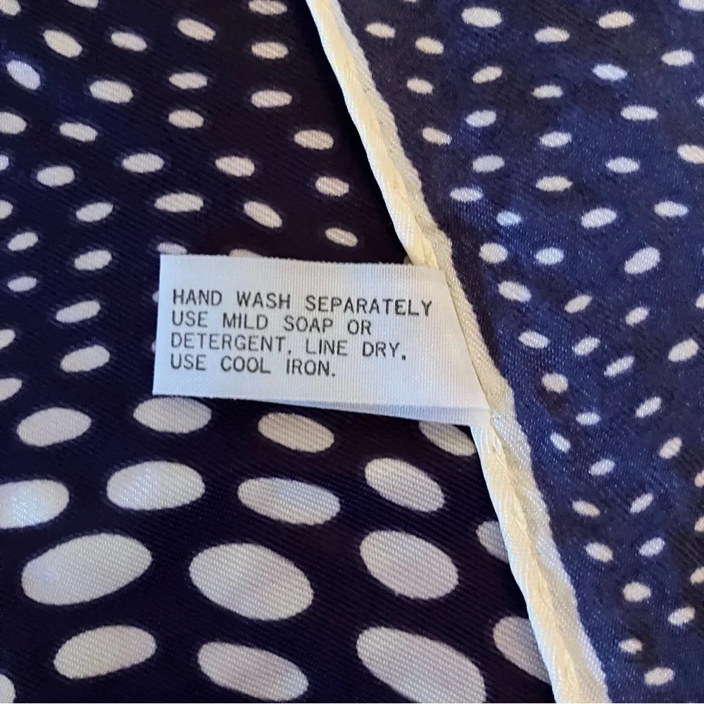 VTG Baar & Beards Womens Square Scarf 26.5in Retro Mod Blue Dots Japan Preppy